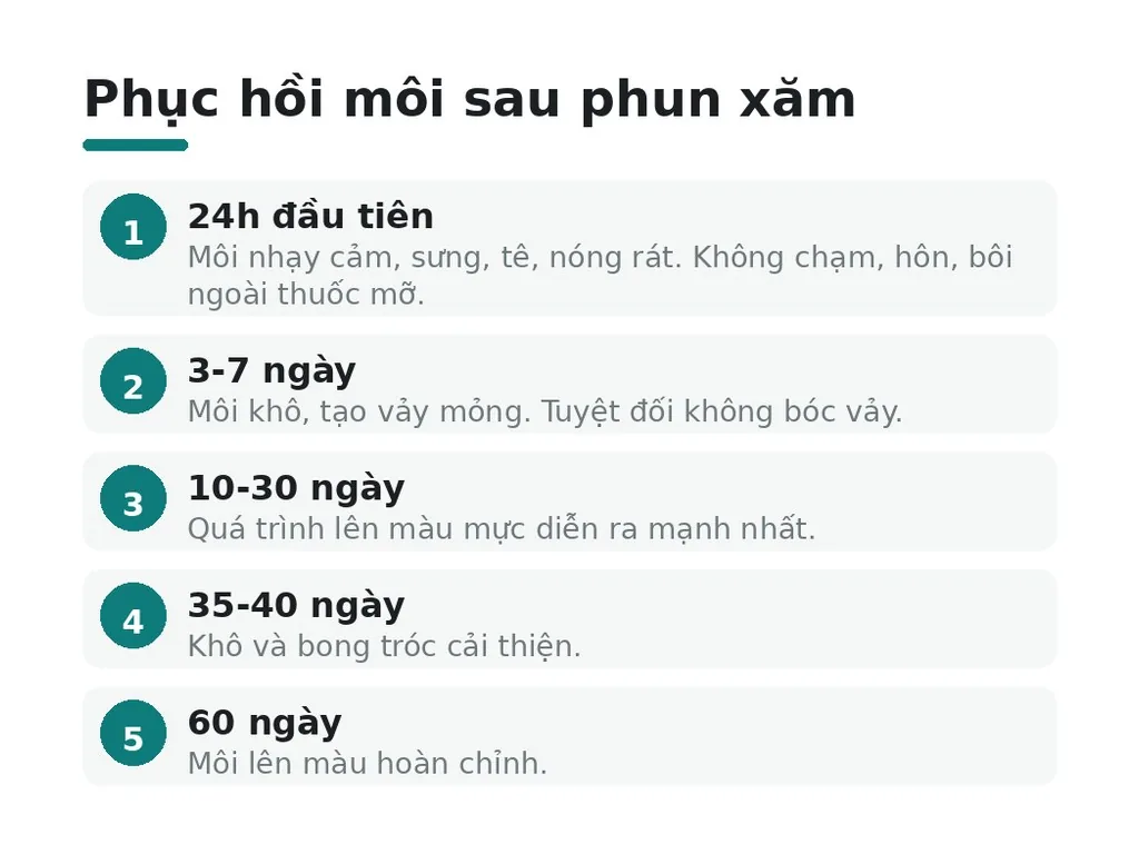 Phục hồi môi sau phun xăm