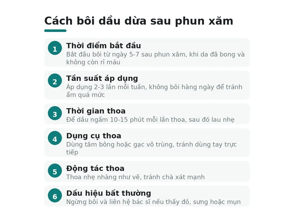 Cách bôi dầu dừa đúng sau phun xăm