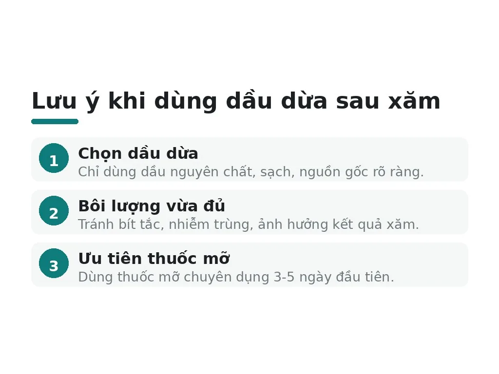 Cần lưu ý gì khi sử dụng dầu dừa sau xăm?