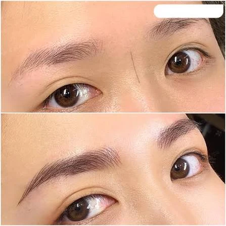 Pigment phun xăm (PMU) được đưa vào lớp da nông so với xăm truyền thống
