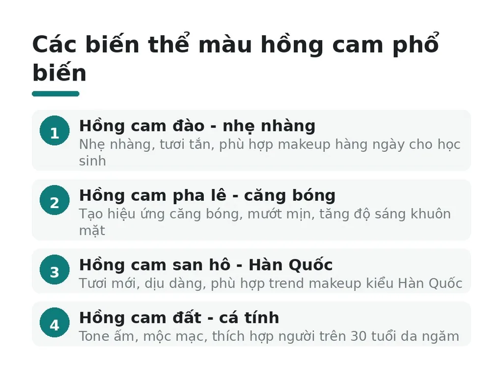 Những biến thể màu hồng cam phổ biến là gì?