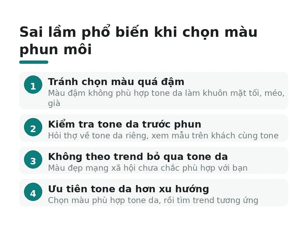 Những sai lầm nào phổ biến khi chọn màu phun môi?