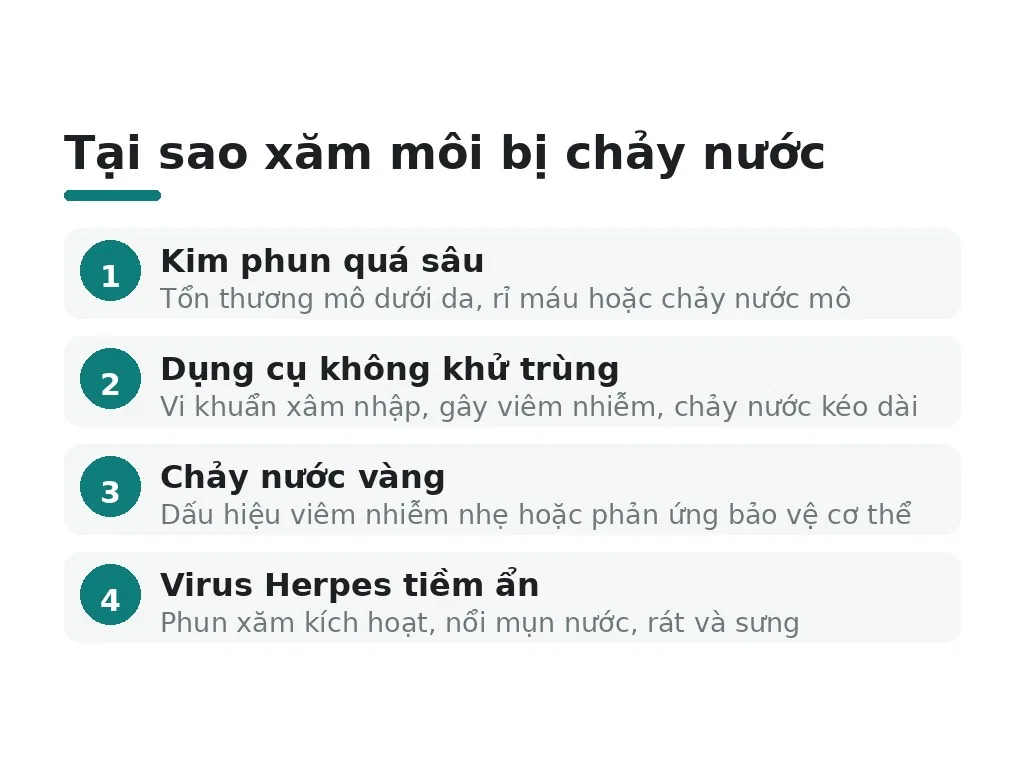 Tại sao xăm môi bị chảy nước?