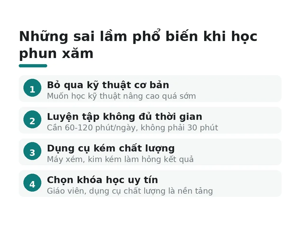 Những sai lầm nào người mới hay gặp khi học phun xăm?