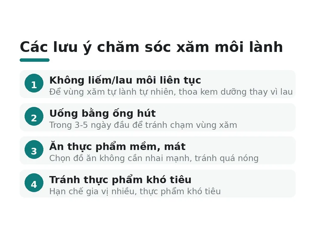 Làm sao để chăm sóc xăm môi lành hoàn toàn?